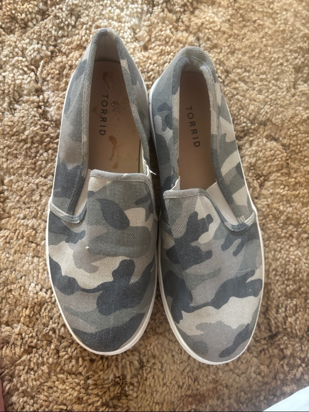torrid woman’s Gray Camo Slip-On Sneakers